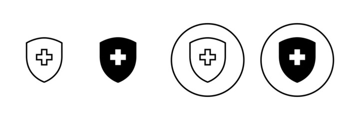 Health insurance icons set. Insurance health document sign and symbol