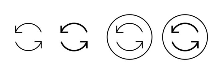 Refresh icons set. Reload sign and symbol. Update icon.