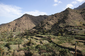 Landscape of La Gomera Nature on a sunny day. Canary Islands View. Hiking paradise