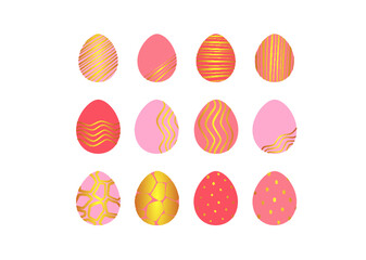 Modern Easter Eggs Illustration Pink and Gold