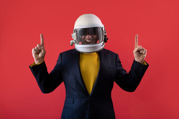 Businessman with astronaut helmet