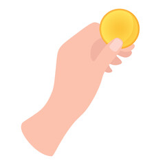 light-skinned hand holding a coin