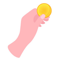 light-skinned hand holding a coin