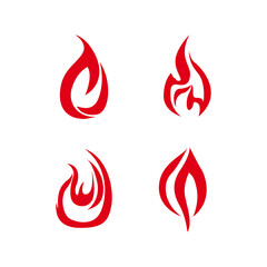 Fire flat design icon collection isolated