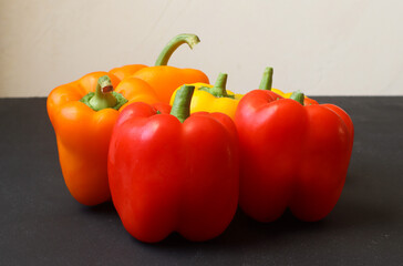 a group of bright colored peppers, bell peppers, paprika collection