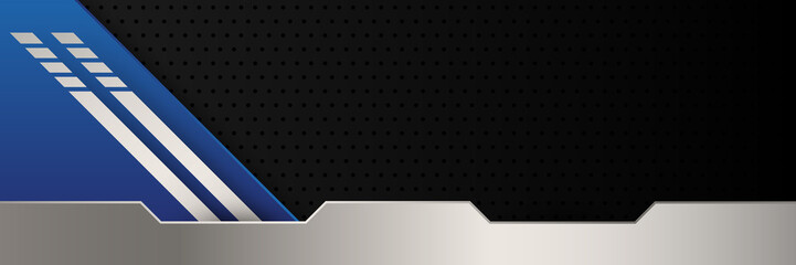 Abstract dark blue metallic carbon neutral overlap light hexagon mesh design modern luxury futuristic technology background. Game tech wide banner vector illustration.