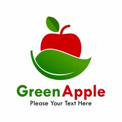 Green apple design logo template illustration