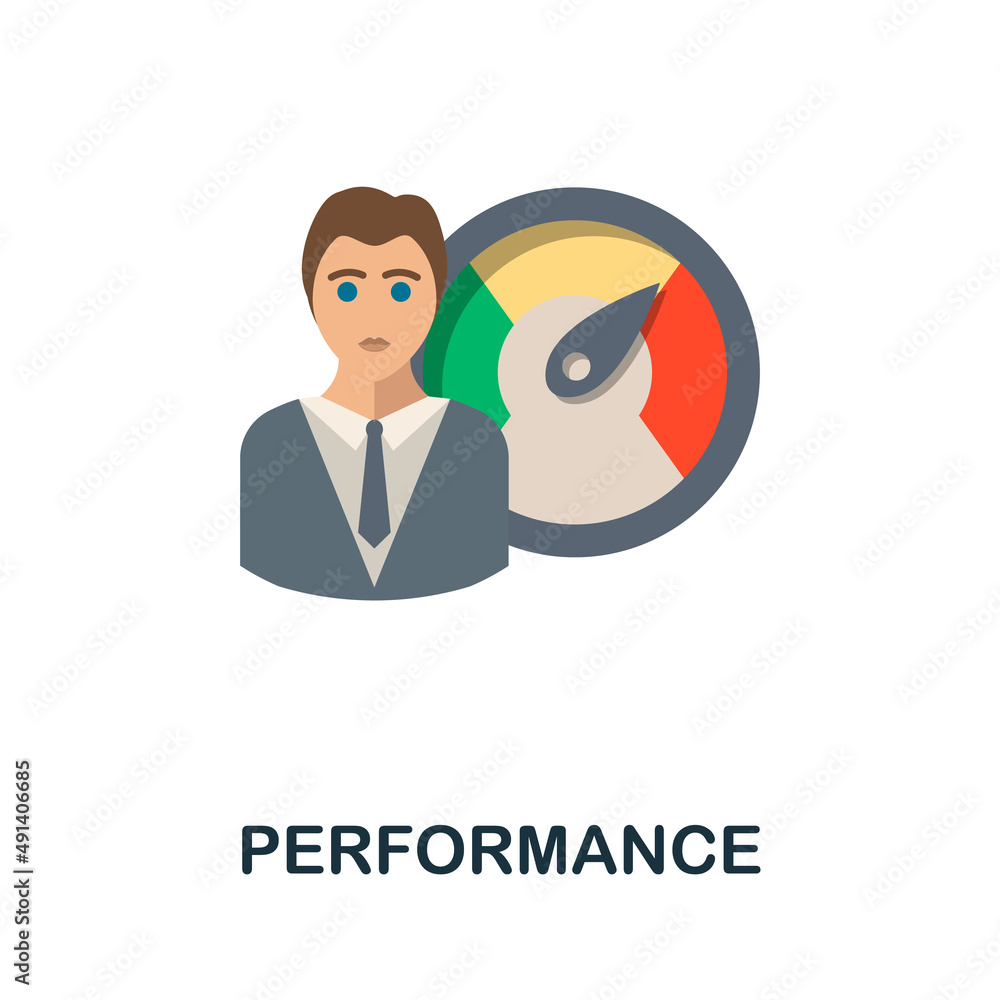 Aufkleber performance flat icon. colored element sign from company value collection. flat performance icon sig