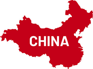 High Detailed Map Flag of China isolated on white background.