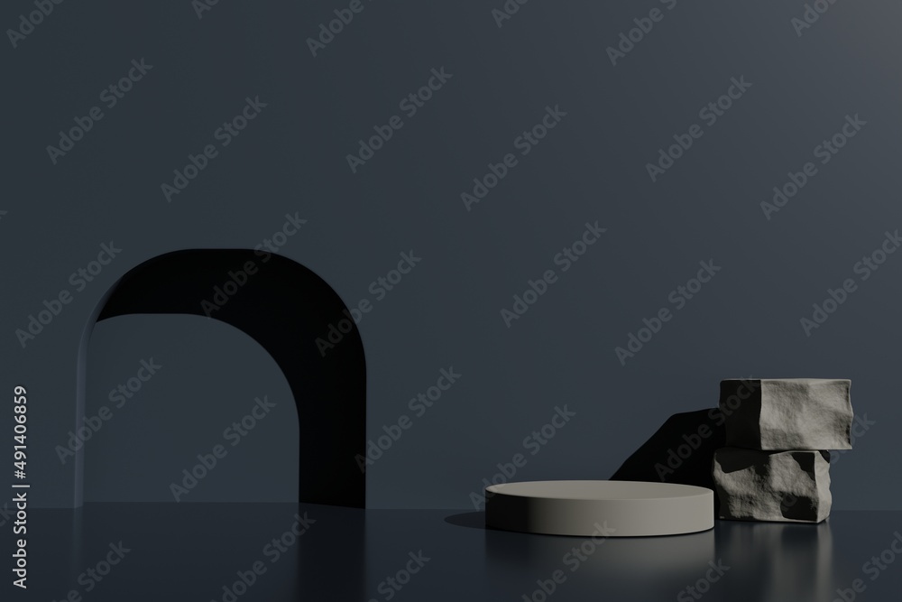 Poster elegant product display with empty podium scene background