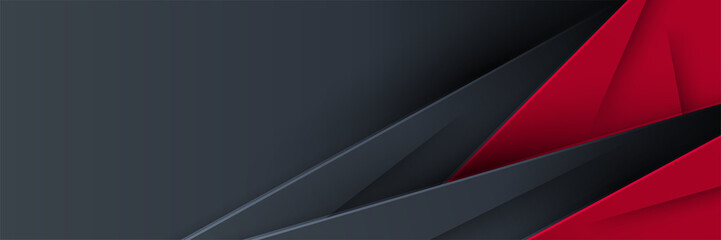 Abstract black red metallic carbon neutral overlap light hexagon mesh design modern luxury futuristic technology background. Game tech wide banner vector illustration.