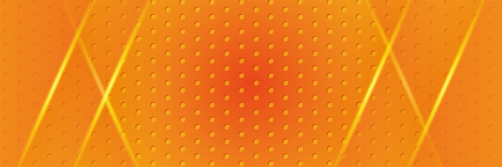 Abstract orange metallic carbon neutral overlap light hexagon mesh design modern luxury futuristic technology background. Game tech wide banner vector illustration.