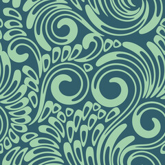 Vector seamless floral pattern. Brush curve elements background
