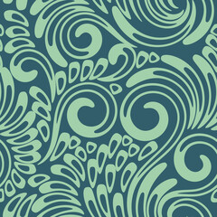 Fototapeta premium Vector seamless floral pattern. Brush curve elements background