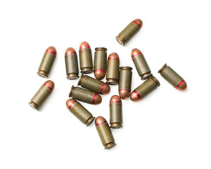 Iron bullets on a white background