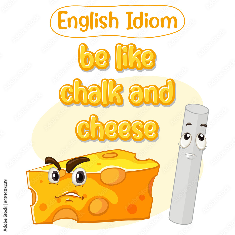 Wall mural English idiom with picture description for be like chalk and cheese