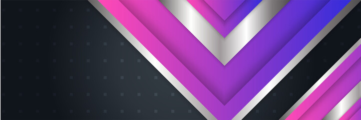 Abstract black pink purple metallic carbon neutral overlap light hexagon mesh design modern luxury futuristic technology background. Game tech wide banner vector illustration.