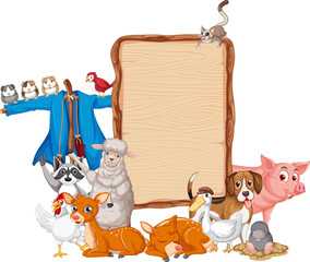 Fototapeta premium Animal with wooden sign banner