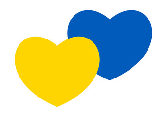 Abstract patriotic Ukrainian flag with love symbol. Blue and yellow peace conceptual idea in the form of two hearts. Support for the country during the occupation. With Ukraine in his heart. Stop war.