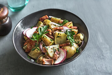 Potato with Bacon, Radish Salad