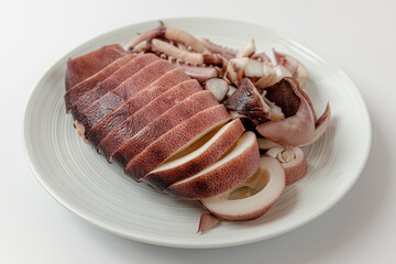 Roasted squid on a white background
