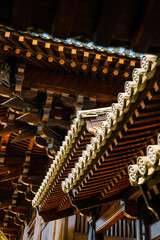 Fototapeta na wymiar Detail view of the traditional Chinese architecture in Baoshan temple, an antique Buddhism temple in Shanghai, China.