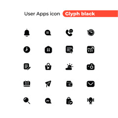 User Apps icons glyph black style for any purpose and website