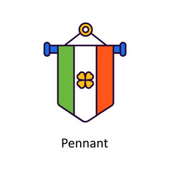 Pennant Vector Filled Outline Icon Design illustration. St Patrick's Day Symbol on White background EPS 10 FilePennant