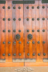 Detail view of the traditional Chinese architecture in Baoshan temple, an antique Buddhism temple in Shanghai, China.