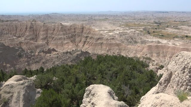 Scenic view over the landscape of the Badlands National Park, South Dakota