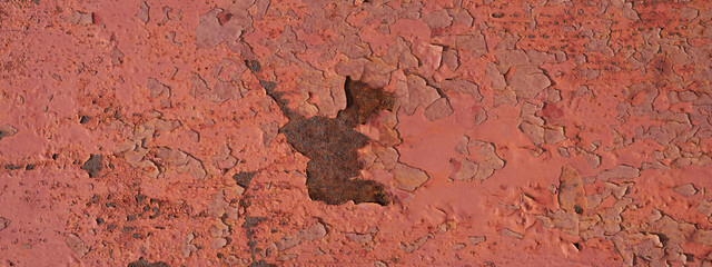 Peeling paint on the rust wall. Empty for design, pattern, cover, overlay texture, background and other, Surface of old steel background.