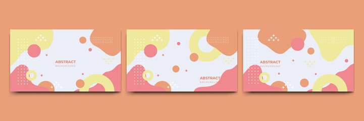 Abstract colorful Memphis flat geometric shapes background. Abstract composition with lines square dot triangle circle and wavy flat style. Design for poster, presentation, card, cover, banner.