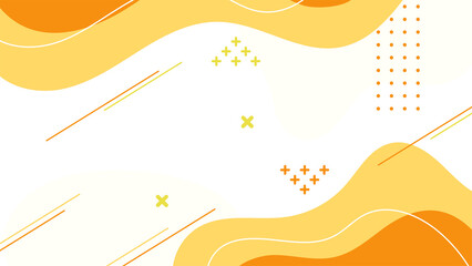 Abstract colorful Memphis flat geometric shapes background. Abstract composition with lines square dot triangle circle and wavy flat style. Design for poster, presentation, card, cover, banner.