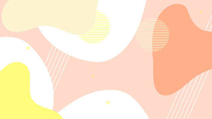 Abstract colorful Memphis flat geometric shapes background. Abstract composition with lines square dot triangle circle and wavy flat style. Design for poster, presentation, card, cover, banner.