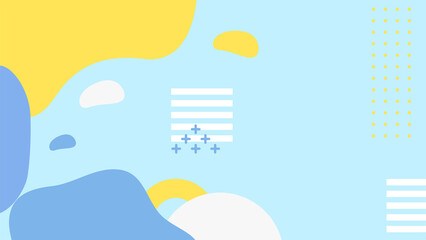 Abstract colorful Memphis flat geometric shapes background. Abstract composition with lines square dot triangle circle and wavy flat style. Design for poster, presentation, card, cover, banner.