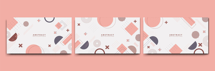 Abstract colorful Memphis flat geometric shapes background. Abstract composition with lines square dot triangle circle and wavy flat style. Design for poster, presentation, card, cover, banner.