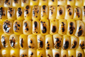 Grilled corn close-up on concrete background, traditional american holiday food
