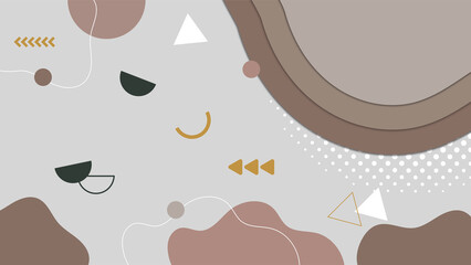 Abstract colorful Memphis flat geometric shapes background. Abstract composition with lines square dot triangle circle and wavy flat style. Design for poster, presentation, card, cover, banner.