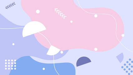Abstract colorful Memphis flat geometric shapes background. Abstract composition with lines square dot triangle circle and wavy flat style. Design for poster, presentation, card, cover, banner.