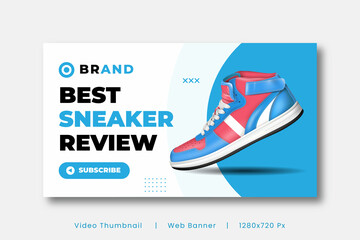 Sport fashion shoes brand product Social media banner post template. Customizable web banner template and thumbnail