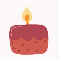 Hygge Paraffin aromatic candles or Burning wax or aroma therapy. Cute hygge home decoration, holiday decorative design element. Flat vector illustration scandinavian. Relaxation and resting