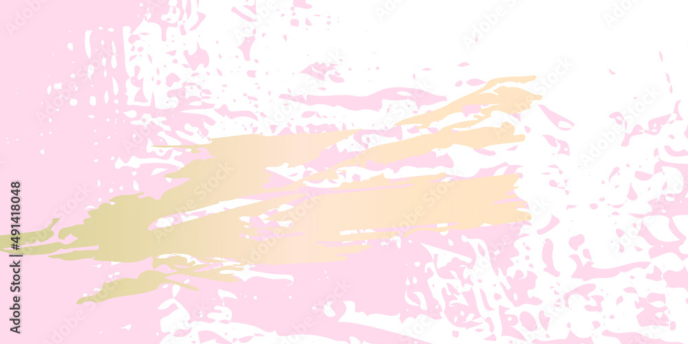 Poster abstract vector grunge patina effect pastel colored gold texture. isolated paint strokes under clipp