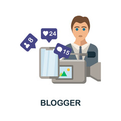 Blogger flat icon. Colored element sign from creative professions collection. Flat Blogger icon sign for web design, infographics and more.