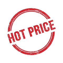HOT PRICE text written on red grungy round stamp.