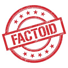 FACTOID text written on red vintage stamp.