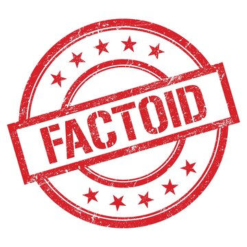 FACTOID text written on red vintage stamp.