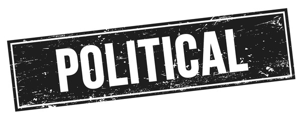 Fototapeta premium POLITICAL text on black grungy rectangle stamp.