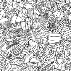 Cartoon doodles Bolivia seamless pattern.