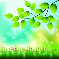 Happy spring day. Vector illustration of fresh spring background.

