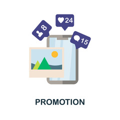 Promotion flat icon. Colored element sign from creative professions collection. Flat Promotion icon sign for web design, infographics and more.